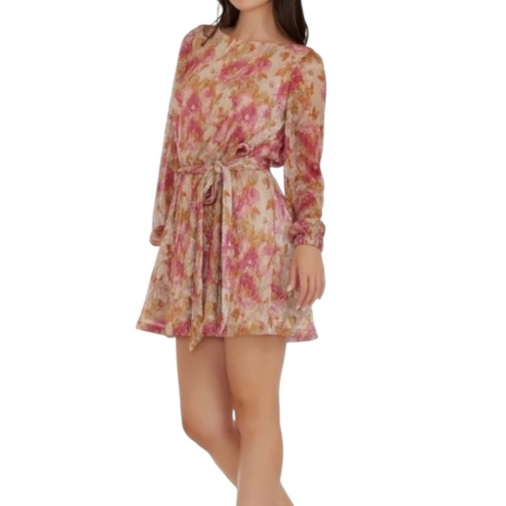 Dress the Population Kirsi Metallic Floral Cocktail Minidress NO BELT